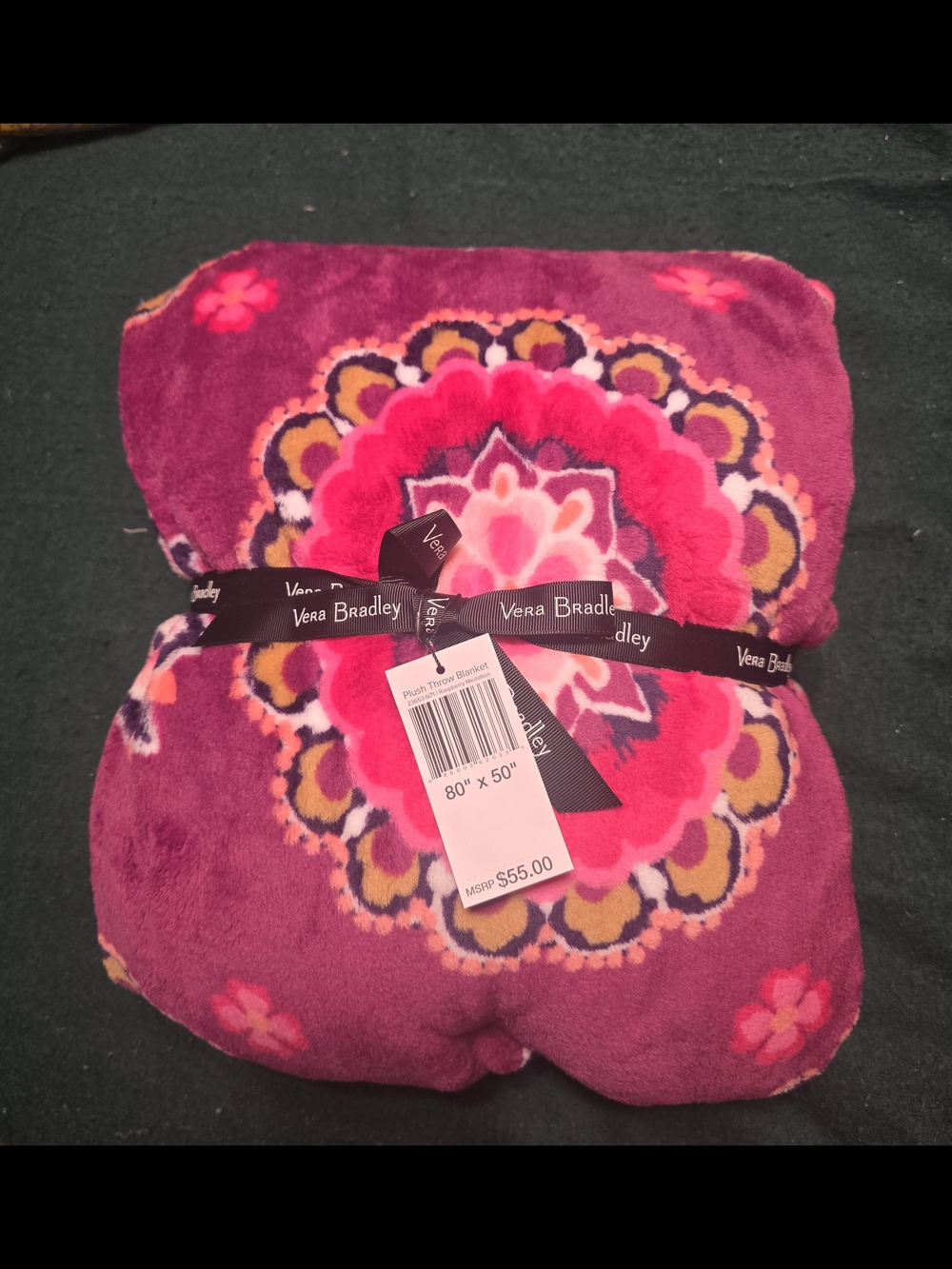 Vera Bradley Plush Throw - Raspberry Medallion